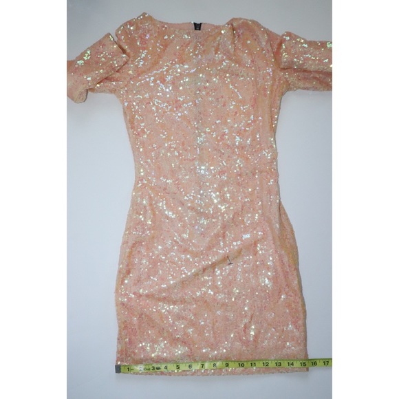 Nasty Gal Glamorous Peach Metallic Iridescent Sequin Dress - Picture 10 of 14